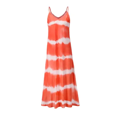 Printed tie-dye hanging loose dress