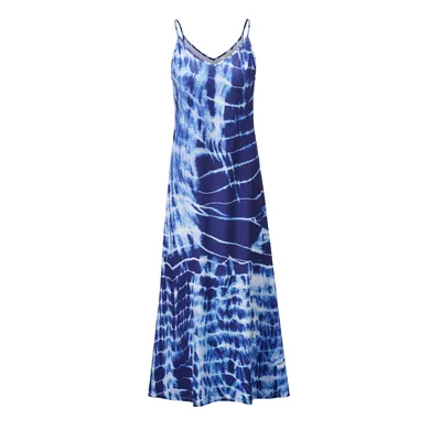 Printed tie-dye hanging loose dress