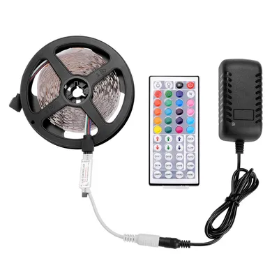 وحدة تحكم صغيرة 2835، 300 مصباح RGB، لوحة إعلانية IP65 مع 24 مفتاحًا، مجموعة مزود طاقة 12 فولت 5 أمبير (44 مفتاحًا).
