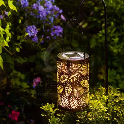 Outdoor solar garden lamp hollow wall hanging leaf projection lamp