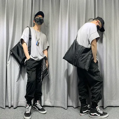 Large capacity nylon shoulder bag