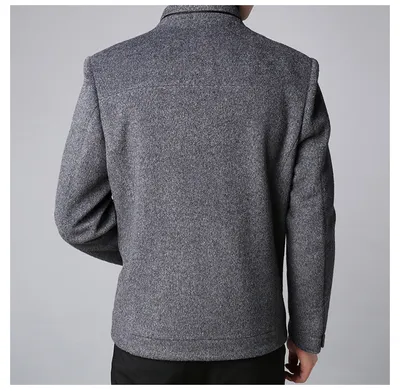 Winter new men's short woolen coat stand collar