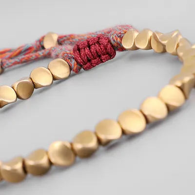 Handmade Tibetan Buddhist Bracelets On Hand Braided Copper Beads Lucky Rope Bracelet & Bangles For Women Men
