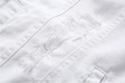 Casual Holes Pocket White Denim Vests