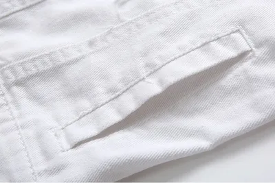 Casual Holes Pocket White Denim Vests