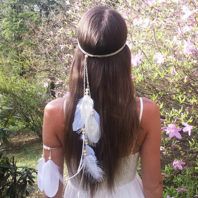 Peacock feather leather rope pendant hair ornament