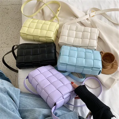 Personalized woven shoulder messenger small square bag