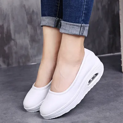 Plus size women's casual heightened wedge heel shoes