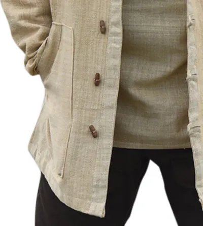 Men's ethnic style hooded long sleeve casual jacket