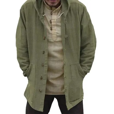 Men's ethnic style hooded long sleeve casual jacket