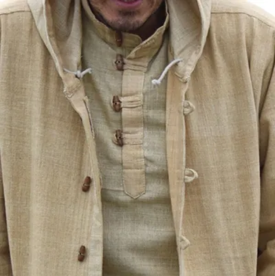 Men's ethnic style hooded long sleeve casual jacket