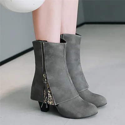 Retro boots chunky heels casual boots