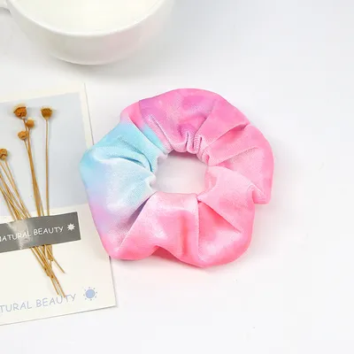 Rainbow color fleece hair ring