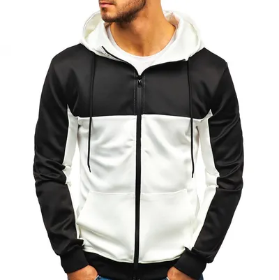 Casual stitching men's sweater hooded cardigan