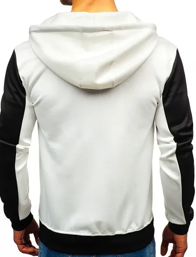 Casual stitching men's sweater hooded cardigan