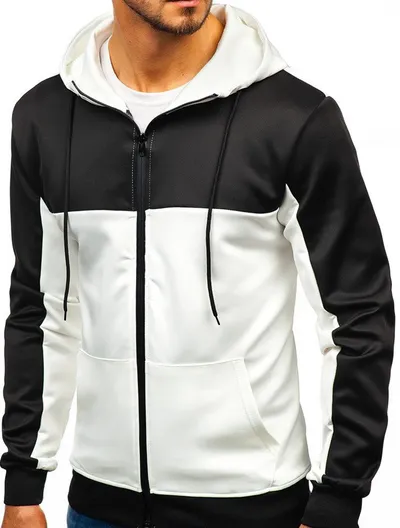 Casual stitching men's sweater hooded cardigan