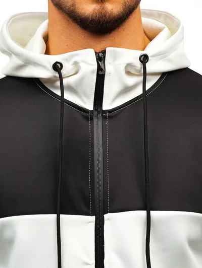 Casual stitching men's sweater hooded cardigan
