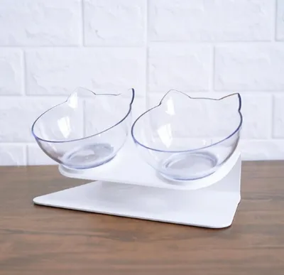 New Inclined Food Cat Ear Oblique Mouth Transparent Single Pet Bowl