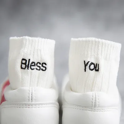 Women's socks with embroidery letters