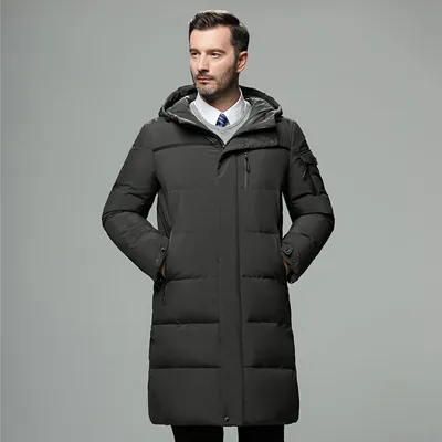 Long padded down jacket for men