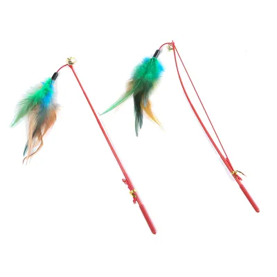 Fishing rod-style colored feathers