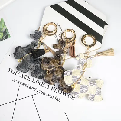 Cotton-filled Lattice Keychain Luggage Pendant