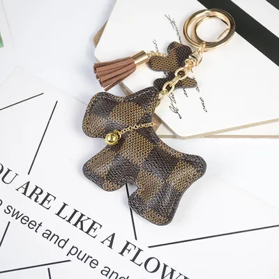 Cotton-filled Lattice Keychain Luggage Pendant