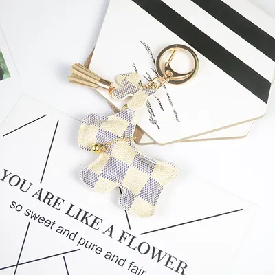 Cotton-filled Lattice Keychain Luggage Pendant