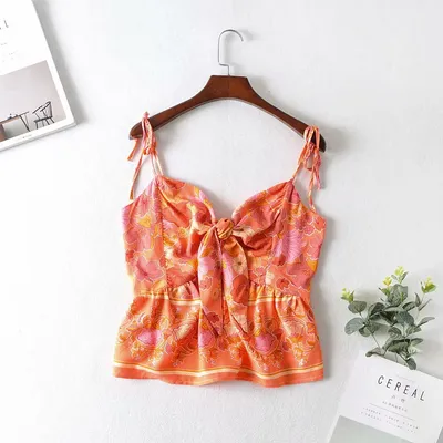 Ruffled Knotted Sling Top