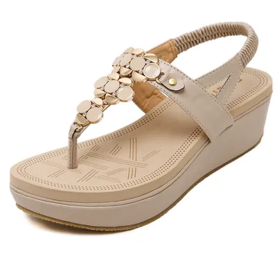 Metal buckle wedge latex oversized shoes