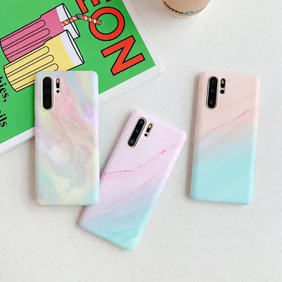 Gradient frosted coral marble phone case