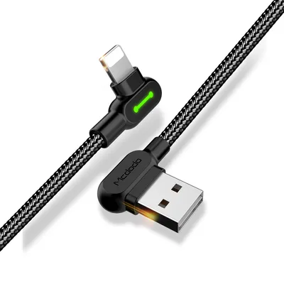 Double elbow with light braided charging cable