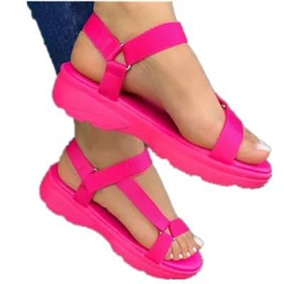 Velcro flat bottomed women's sandals