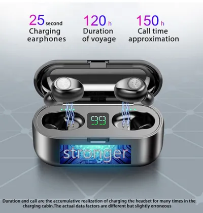 Waterproof 9D HIFI Stereo Music Headset LED Display with Micphones