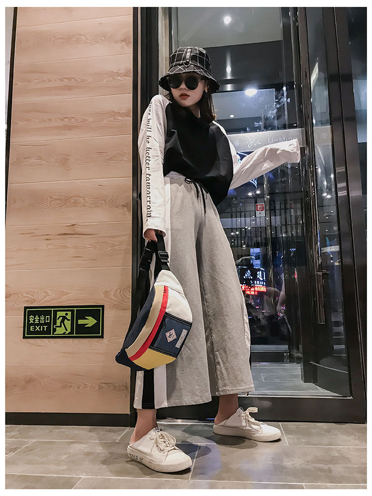Contrast canvas bag mini sports chest