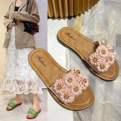 Fashion six chrysanthemum harbor Style Slippers