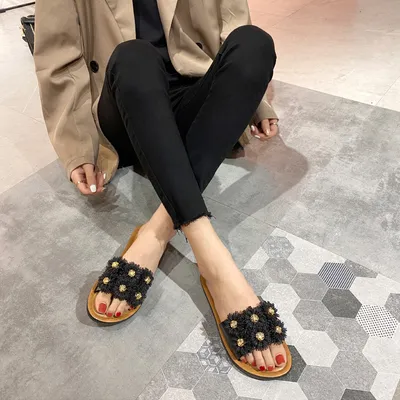 Fashion six chrysanthemum harbor Style Slippers