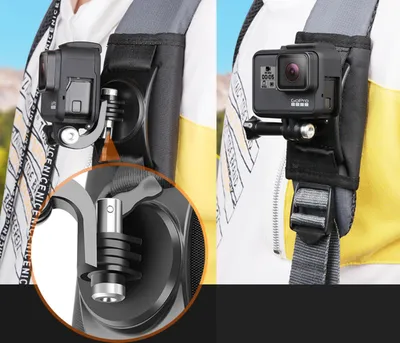 Sports camera backpack fixed shoulder strap