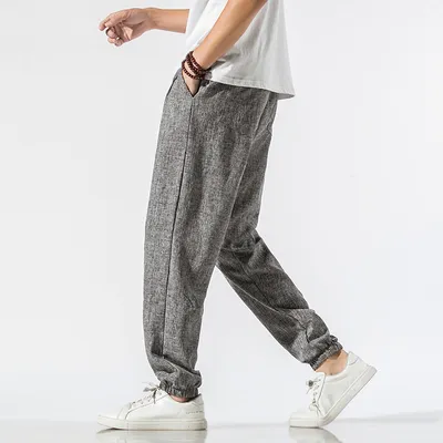Japanese linen beam pants men