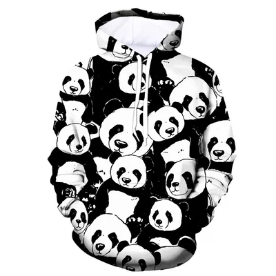 Panda 3D Digital Print Pullover Hoodie