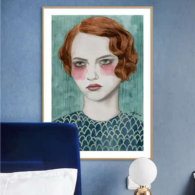 Decorative painting behind the sofa