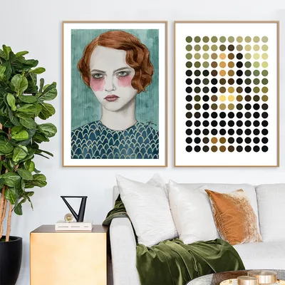 Decorative painting behind the sofa
