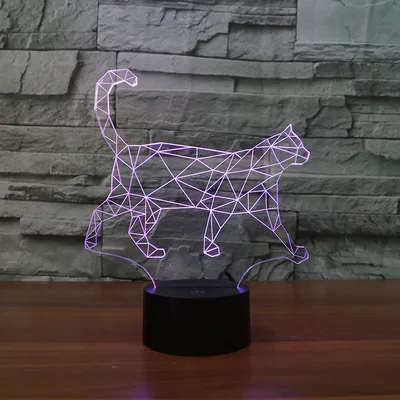 Colorful acrylic cat night light