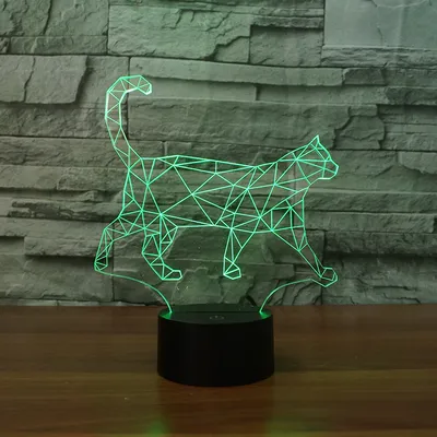 Colorful acrylic cat night light
