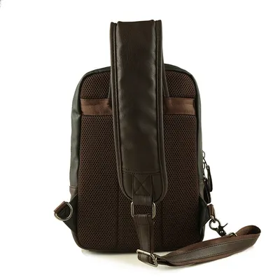 Leather men bag student backpack leisure