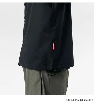 Summer drawstring hem tooling short sleeve