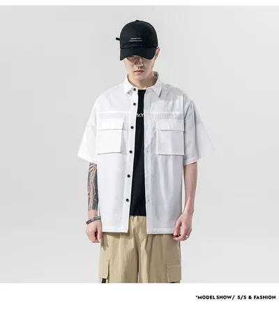 Summer drawstring hem tooling short sleeve
