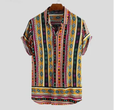 Striped men's short sleeve shirt
