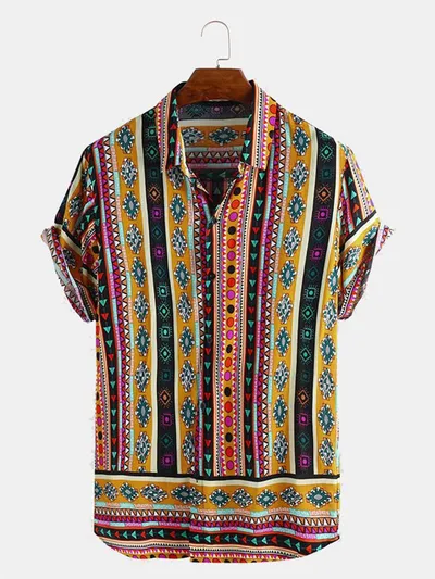 Striped men's short sleeve shirt