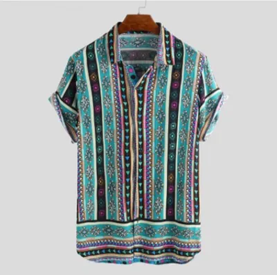Striped men's short sleeve shirt
